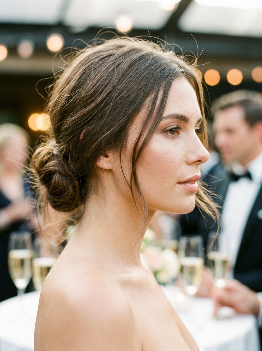 Messy Low Bun für mittellange Haare - Silvester Frisuren mittellang